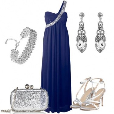 Outfit Testimone in Blu e Argento