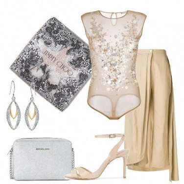 Outfit Pantalone a strati e body con paillettes