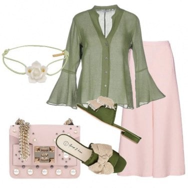 Outfit Verde e rosa