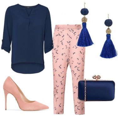 Outfit Rosa, blu e libellule