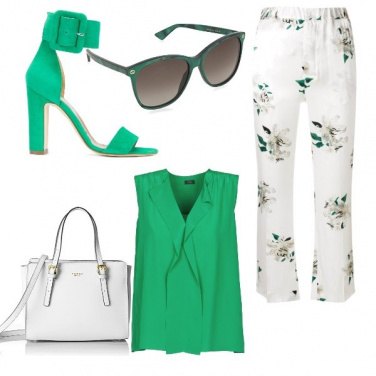 Outfit White e green