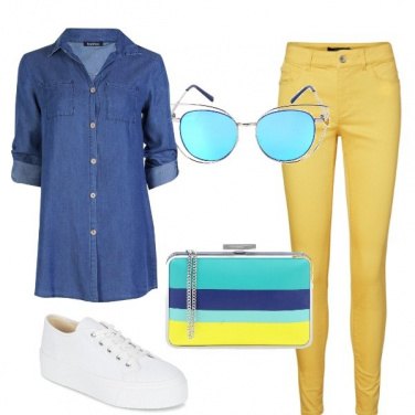 Outfit La clutch a righe