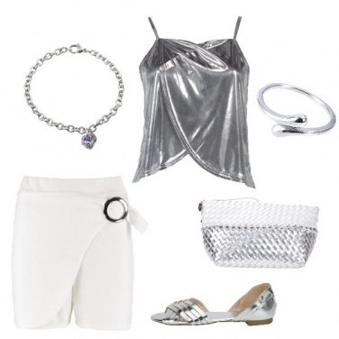 Outfit Bianco e argento