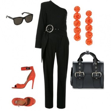Outfit Nero e arancio