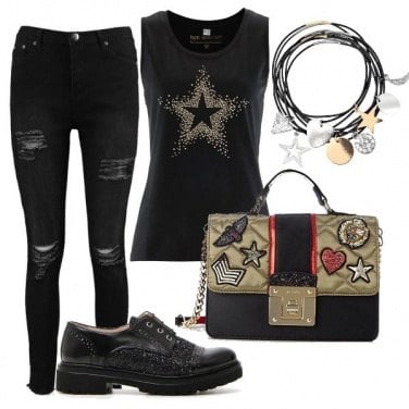 Outfit Total black rock