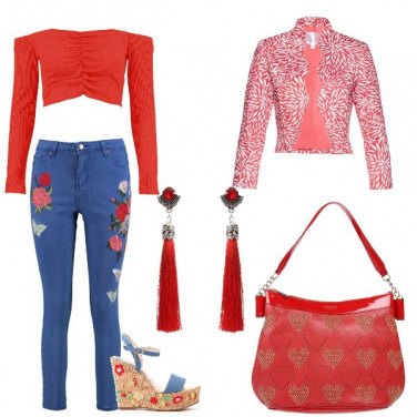 Outfit Denim e fiori
