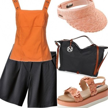 Outfit Gita in nero e arancio