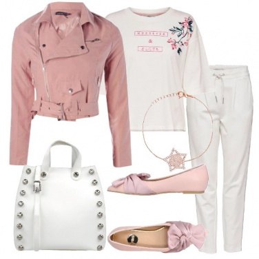 Outfit Biker jacket rosa