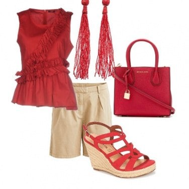 Outfit Rosso e beige