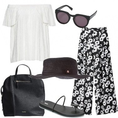 Outfit Pantalone stampa fiori