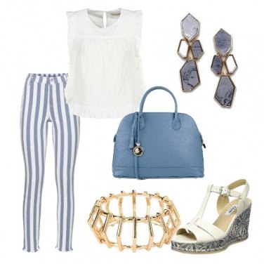 Outfit Bianco e azzurro da giorno
