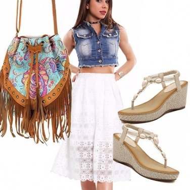 Outfit Jeans, frange e san gallo