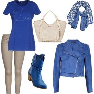 Outfit Biker Jacket light blue