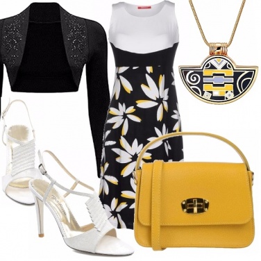 Outfit Nero, bianco e giallo