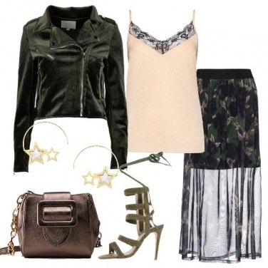 Outfit Biker e gonna in chiffon floreale