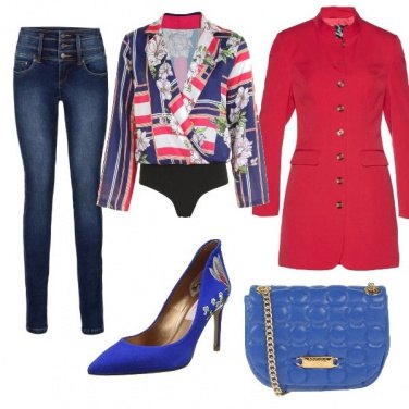 Outfit Rosso e blue
