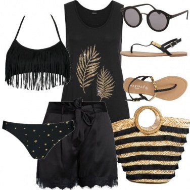 Outfit Spiaggia nero e oro