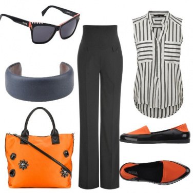 Outfit Il nero si tinge di arancio