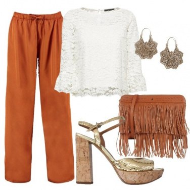 Outfit Cognac oro e bianco
