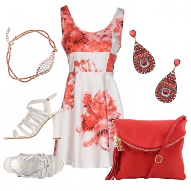 Outfit Corallo e bianco