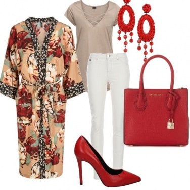 Outfit Il kimono e il rosso