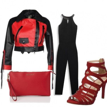 Outfit Biker nero e rosso