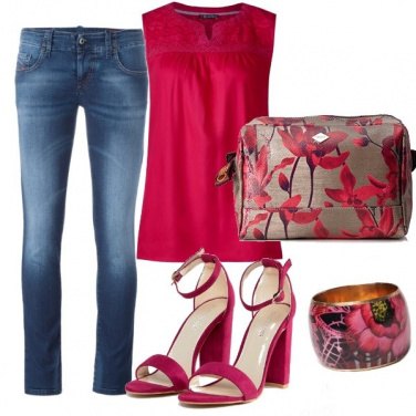 Outfit Denim e magenta