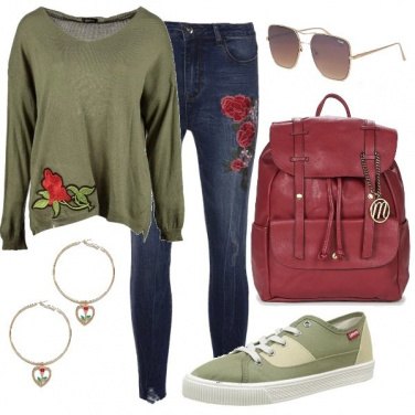 Outfit Jeans e rose