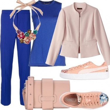 Outfit Blue electric e rosa pastello