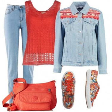 Outfit Denim e Orange Basic