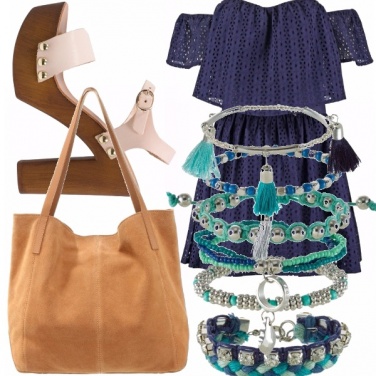 Outfit Blu, rosa e light brown!