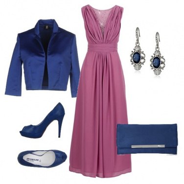 Outfit Cerimonia malva e blu