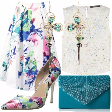 Outfit Pailettes e fiori