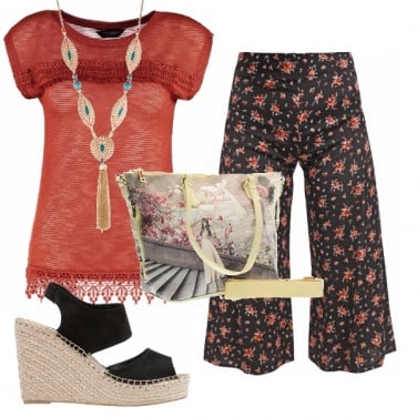 Outfit Panta culotte a fiori