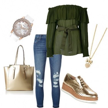 Outfit Green and golden