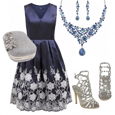 Outfit Curvy in blu e argento