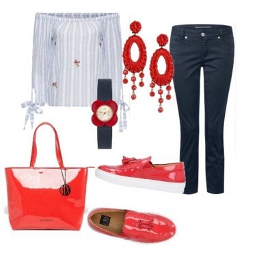 Outfit Pomeriggio rosso-blu