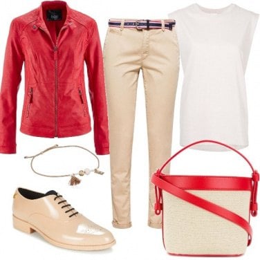 Outfit Tocchi di rosso e scarpe mannish