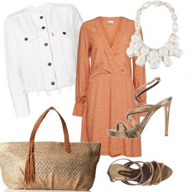 Outfit Bianco e bronzo