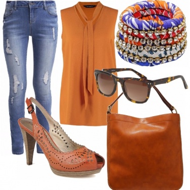 Outfit Arancio&blu