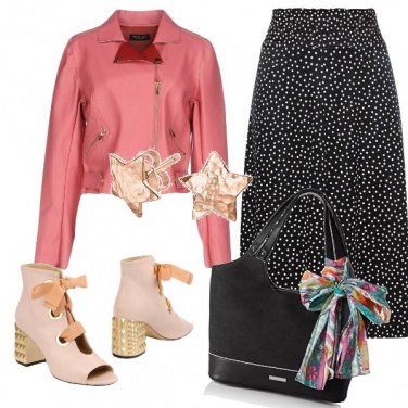 Outfit Il biker rosa pesca