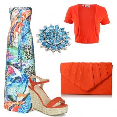 Outfit Turchese e arancio