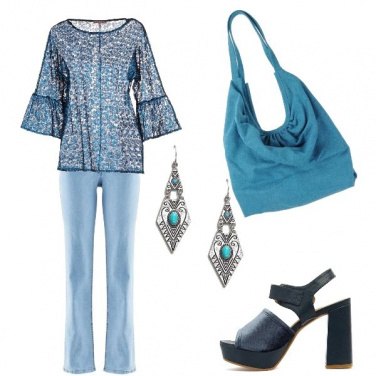 Outfit \'70 con blusa etnica