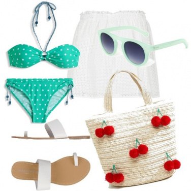 Outfit Verde menta a pois