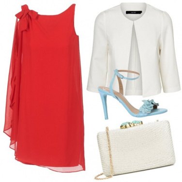 Outfit Rosso Turchese Bianco