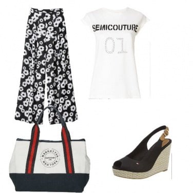 Outfit Outfit donna con pantalone a fantasia