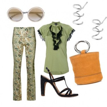 Outfit CMPS Pantalone fantasia in green