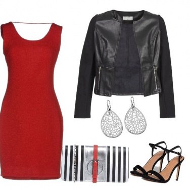 Outfit Rosso e pelle
