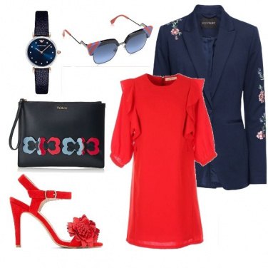 Outfit Blu mare, rosso fuoco
