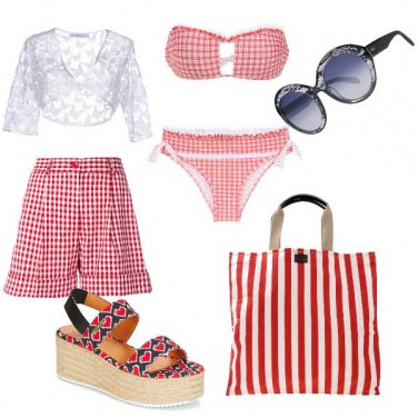 Outfit Vichy righe e cuori